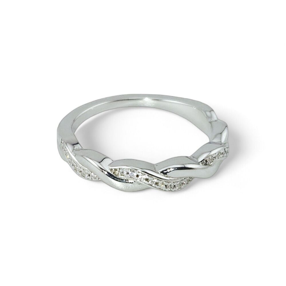 Sterling Silver 925 Braided Clear CZ Ring - Picture 4 of 5